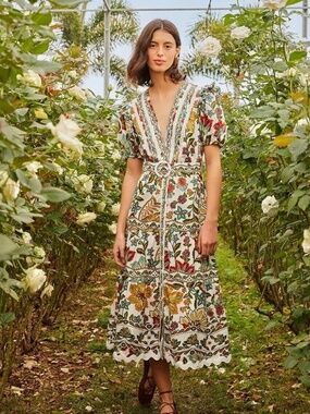 FARM Rio Botanicals Cotton Midi Dress size M NWT